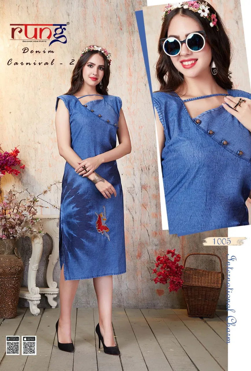 RUNG DENIM CARNIVAL VOL-2 Latest Designer Fancy Festive Wear Heavy Denim Kurtis Collection