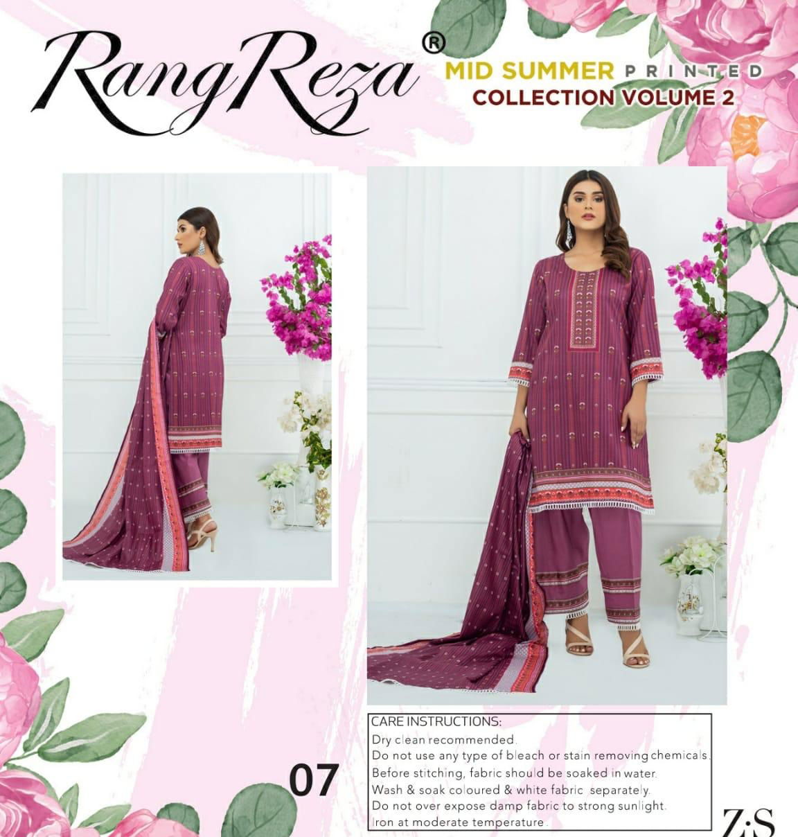 Rang Reza Lawn 2 Latest Fancy Designer Lawn Cotton Casual Wear Karachi Dress Material Collection

