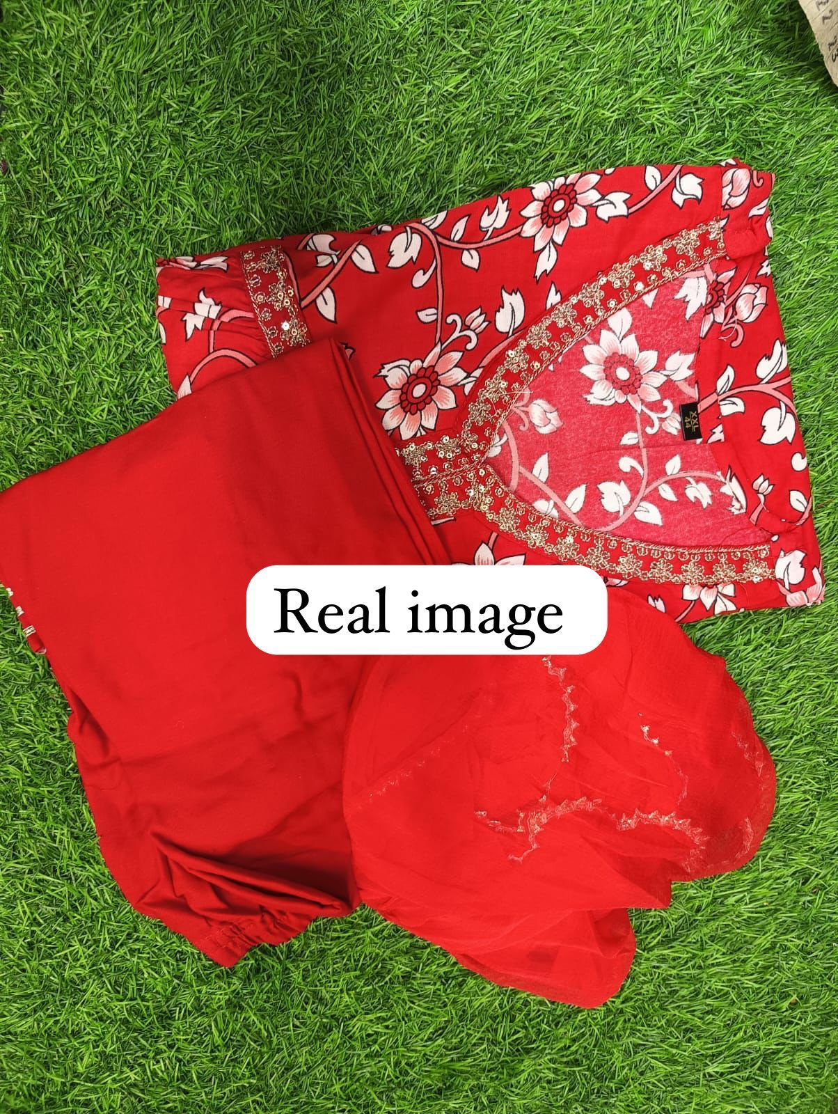 Red Aliya Cut Rayon Kurti With Bottom Dupatta Exporters in India