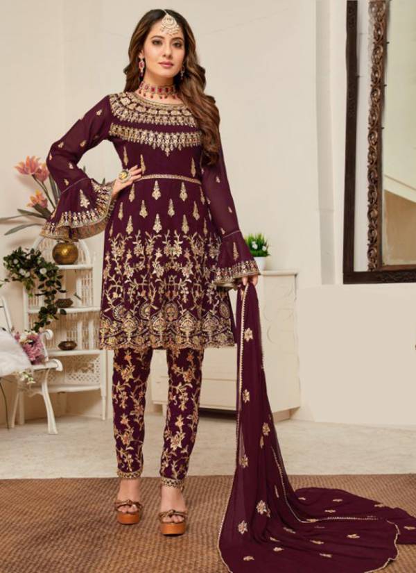 Saniya Trendz Kaira Vol 1 Faux Blooming Georgette With Embroidery Work Designer Wedding Pakistani Salwar Suit Collections