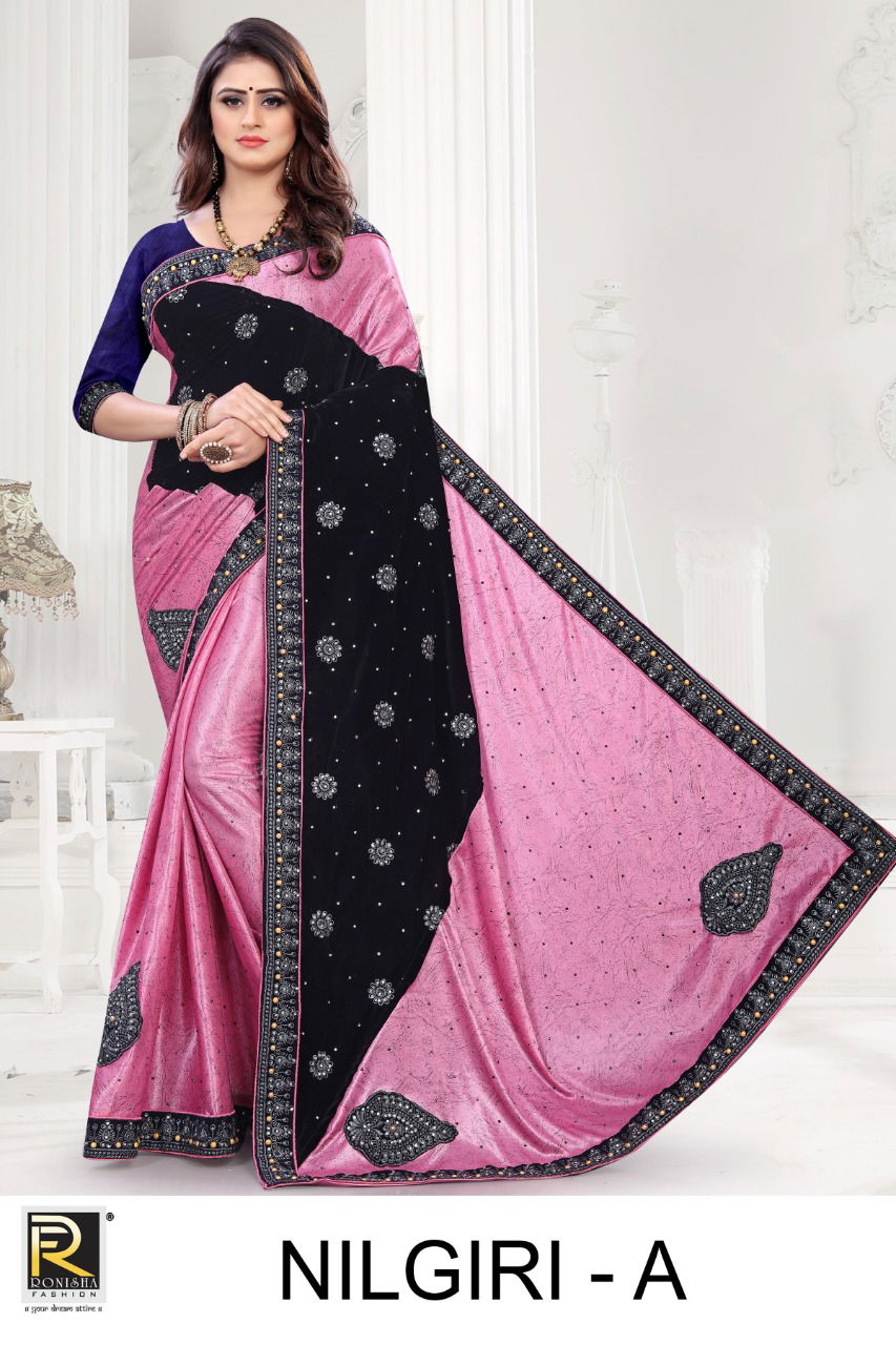 Ronisha Nilgiri Latest Designer Embroidery Worked Heavy Festive Wear Saree Collection
