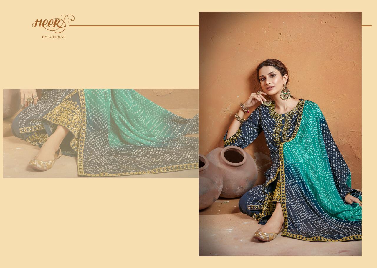 KIMORA BANDHANI Latest Fancy Festive Wear Pure Silk With Digital Print And Embroidery Work Top With Four Side Work Dupatta Salwar Suit Collection