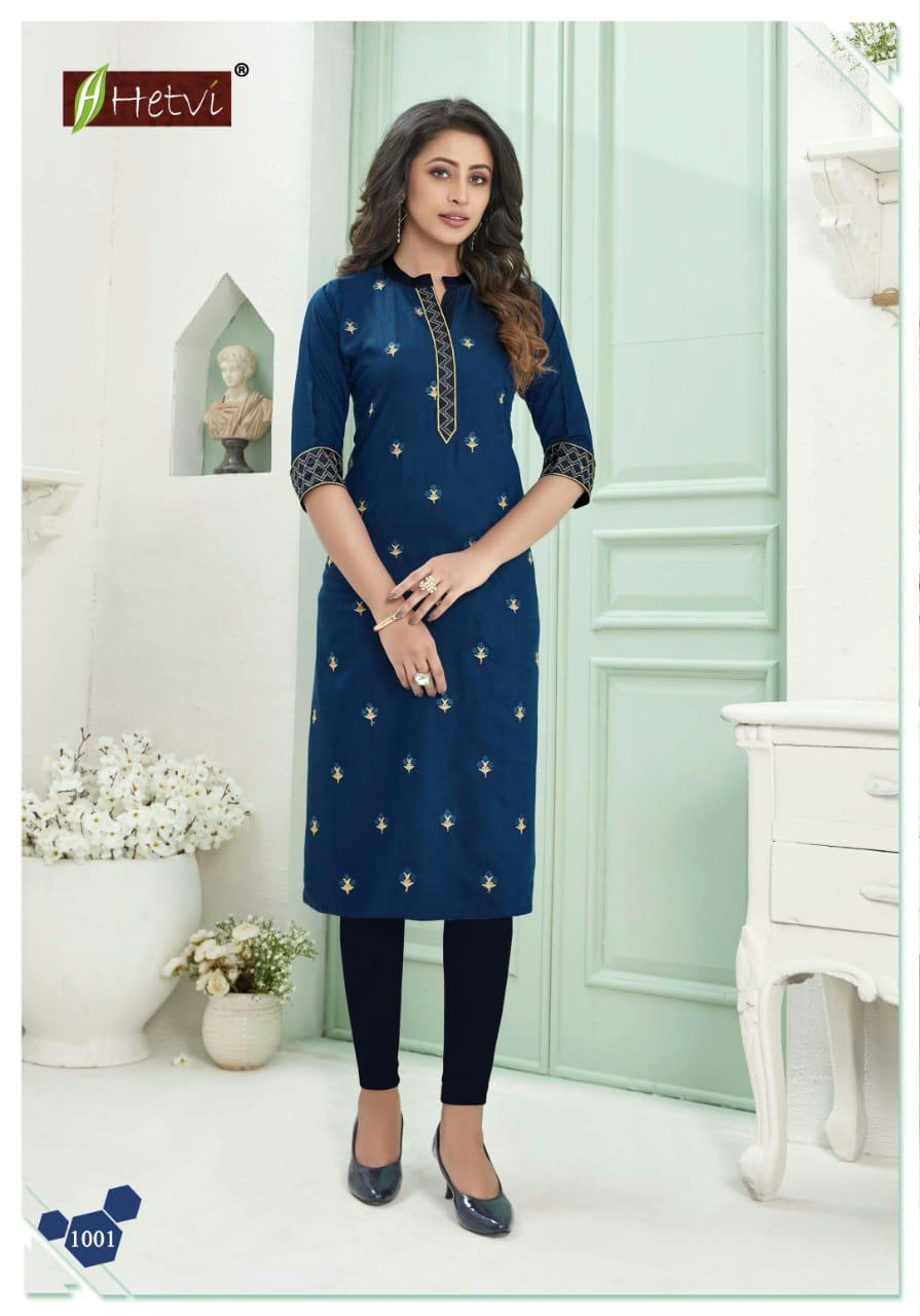 Hetvi Siya Latest Designer Ethnic Daily Wear Embroidery Work Heavy Rayon Kurti Collection 