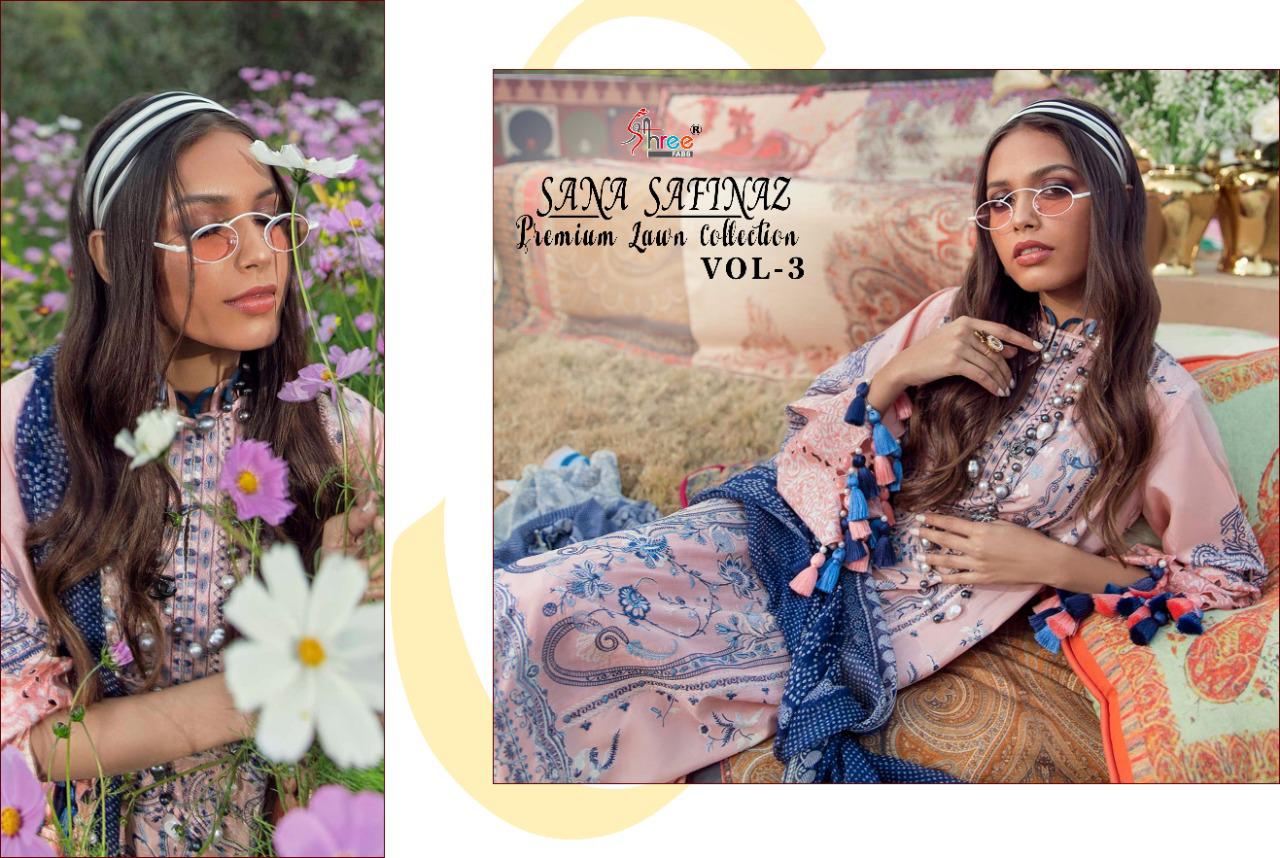 SANA SAFINAZ PREMIUM  LAWN COLLECTION VOL-03 Latest Fancy Designer Pure Lawn Cotton With Embroidery Work Pakistani Salwar Suit Collection