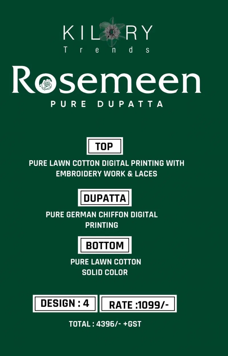 Rosemeen By Kilory Lawn Cotton Printed Salwar Kameez Orders In India