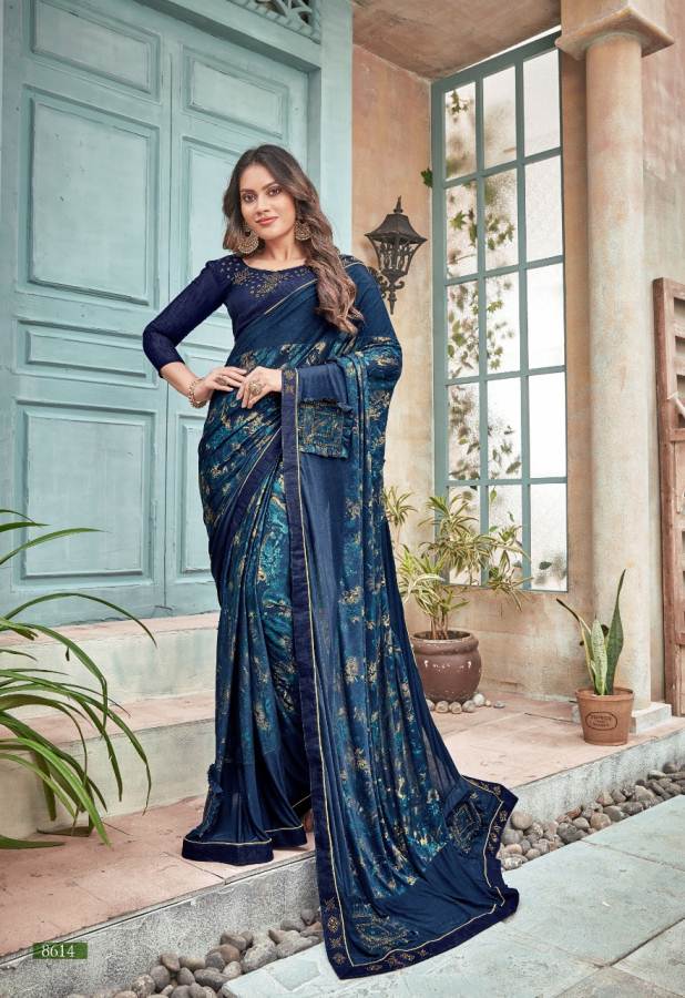 Shangrila Alisha Latest Fancy Designer Printed Ethnic Wear Swarovski Fancy Work Designer Saree Collection
