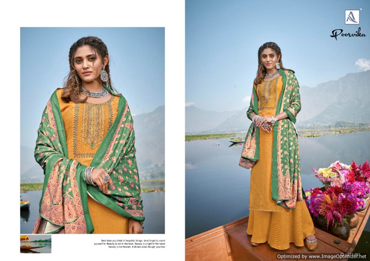 Alok Poorvika Latest Collection Of Designer Digital Printed Pure Pashimina Dress Material 