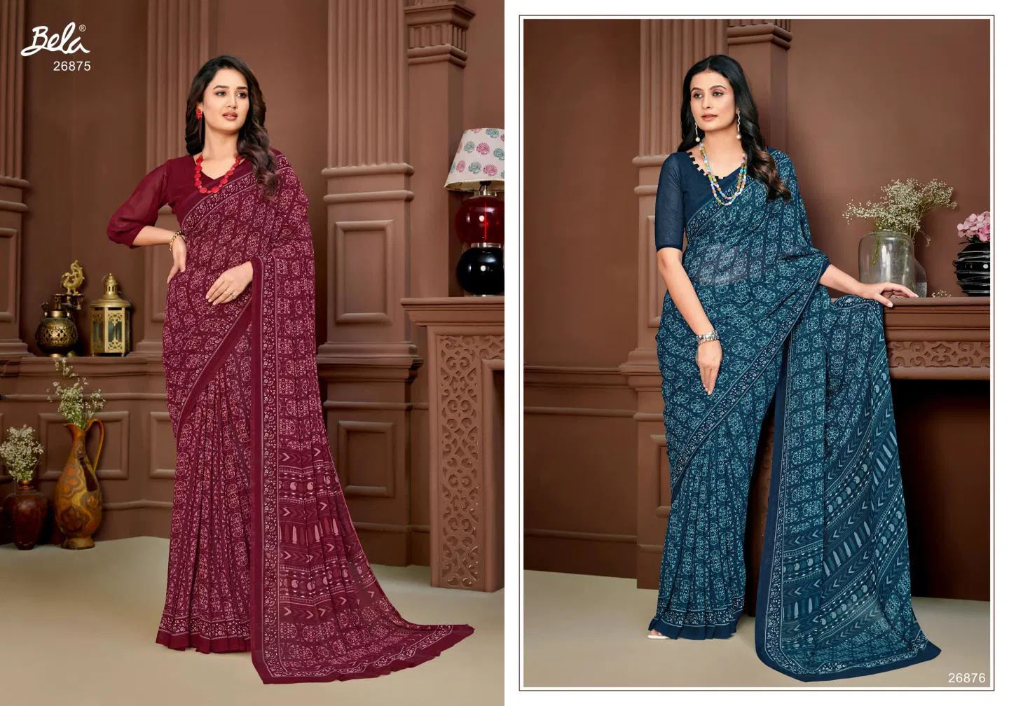 Stella Vol 18 By Bela Georgette Mill Print Saree Wholesalers In Delhi
