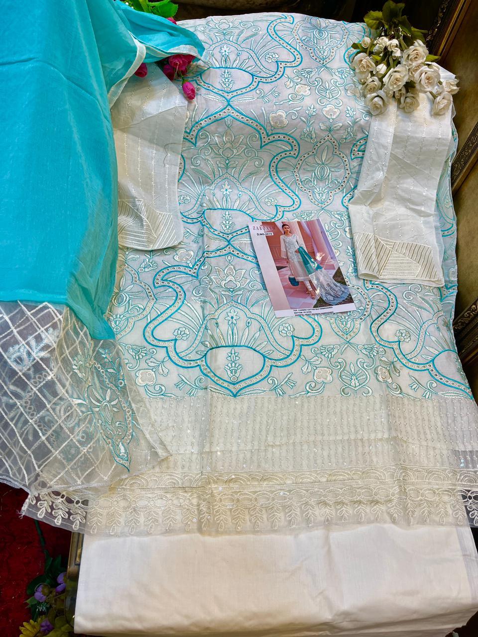 Zarqash Nureh Cambric Latest Fancy Designer Festive Wear Cotton Pakistani Salwar Kameez Collection