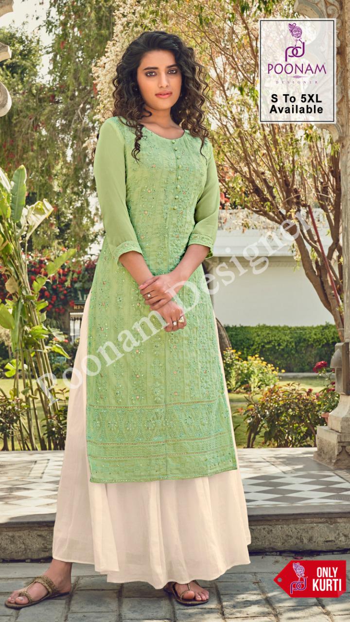 Poonam Lucknowi 101 To 106 Latest fancy Designer Festive Wear Georgette Designer Kurtis Collection
