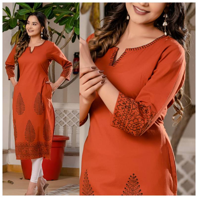 Tanyaa P 220 Cambric Cotton Printed Kurti Wholesale Market In Surat