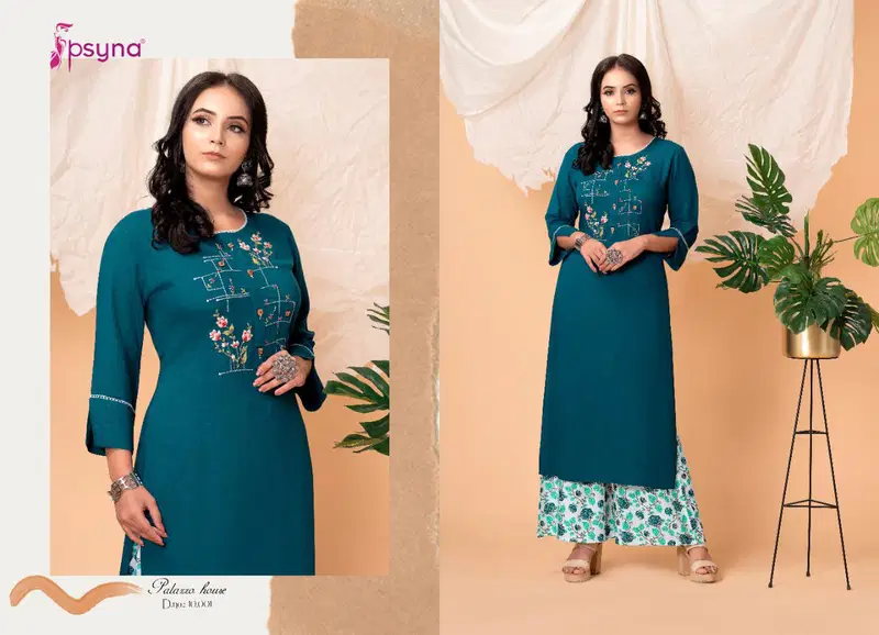 Palazzo House Vol 10 By Psyna Rayon Stylish Long Top With Plazzo Wholesale Clothing Suppliers In India