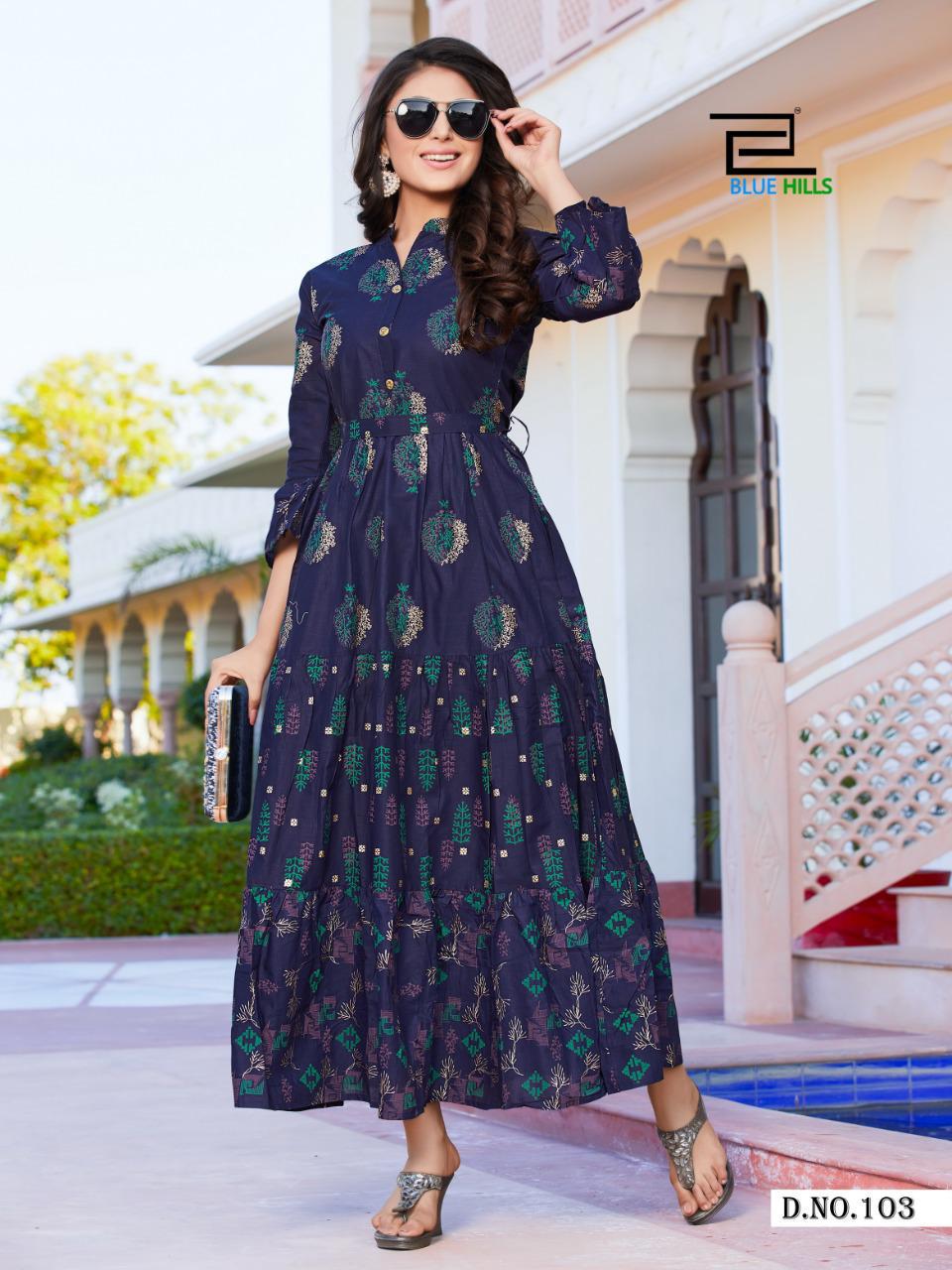 Blue Hills Gulabo 1 Latest Designer Fancy Festive Wear Cotton Printed Long Kurtis Collection
