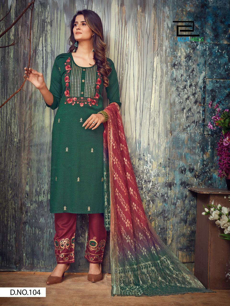 Blue Hills Falak 1 Designers Rayon Ethnic Wear Ready Made Kurtis Collection
