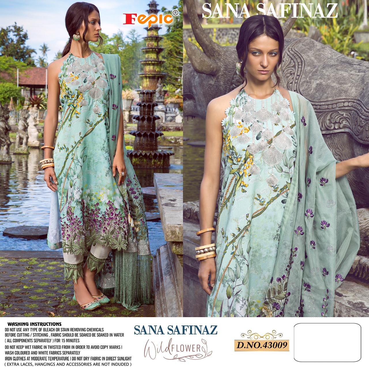 Fepic Rosemeen Sana Safinaz Wild Pure Cotton Digital Print With Embroidery Work Flower Pakistani Salwar Suits Collection