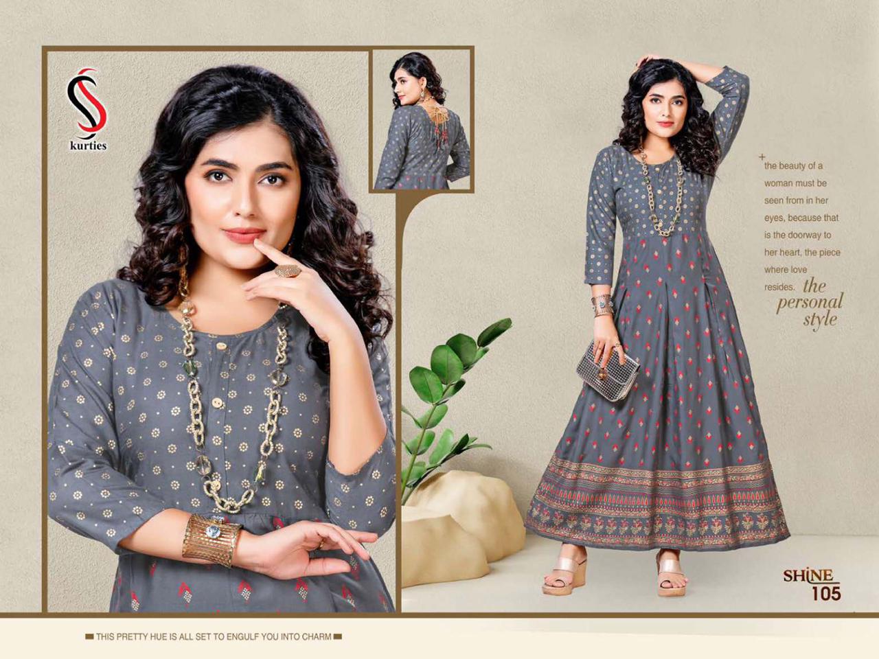 Ss Kurtis Shine Heavy Art Festive Wear Designer Kurtis Collection
