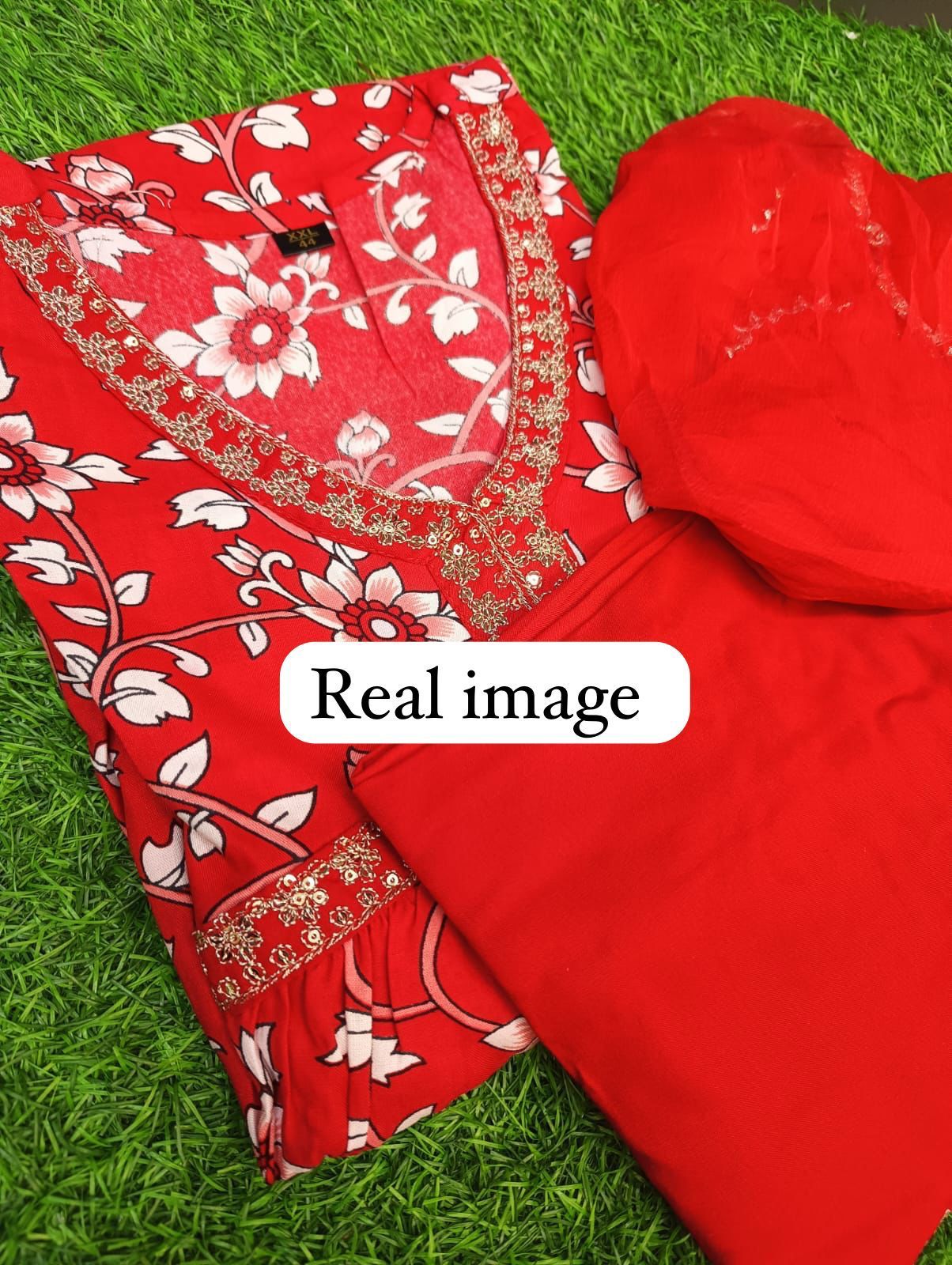 Red Aliya Cut Rayon Kurti With Bottom Dupatta Exporters in India