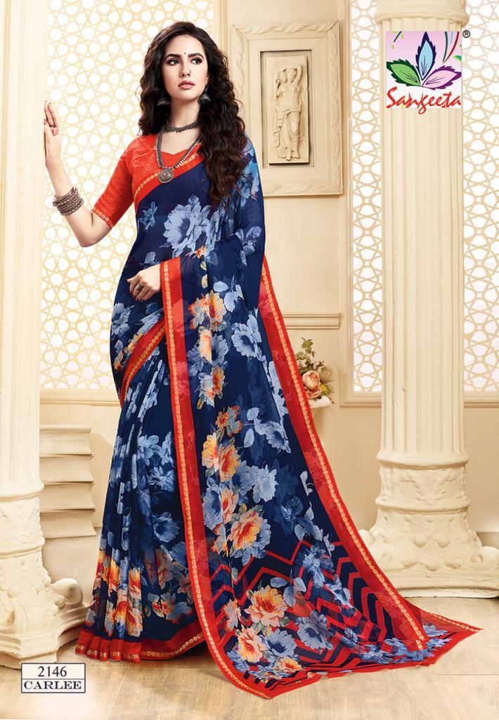 Sangeeta Latest Collection Of Casual Daily Wear Printed Chiffon Saree 