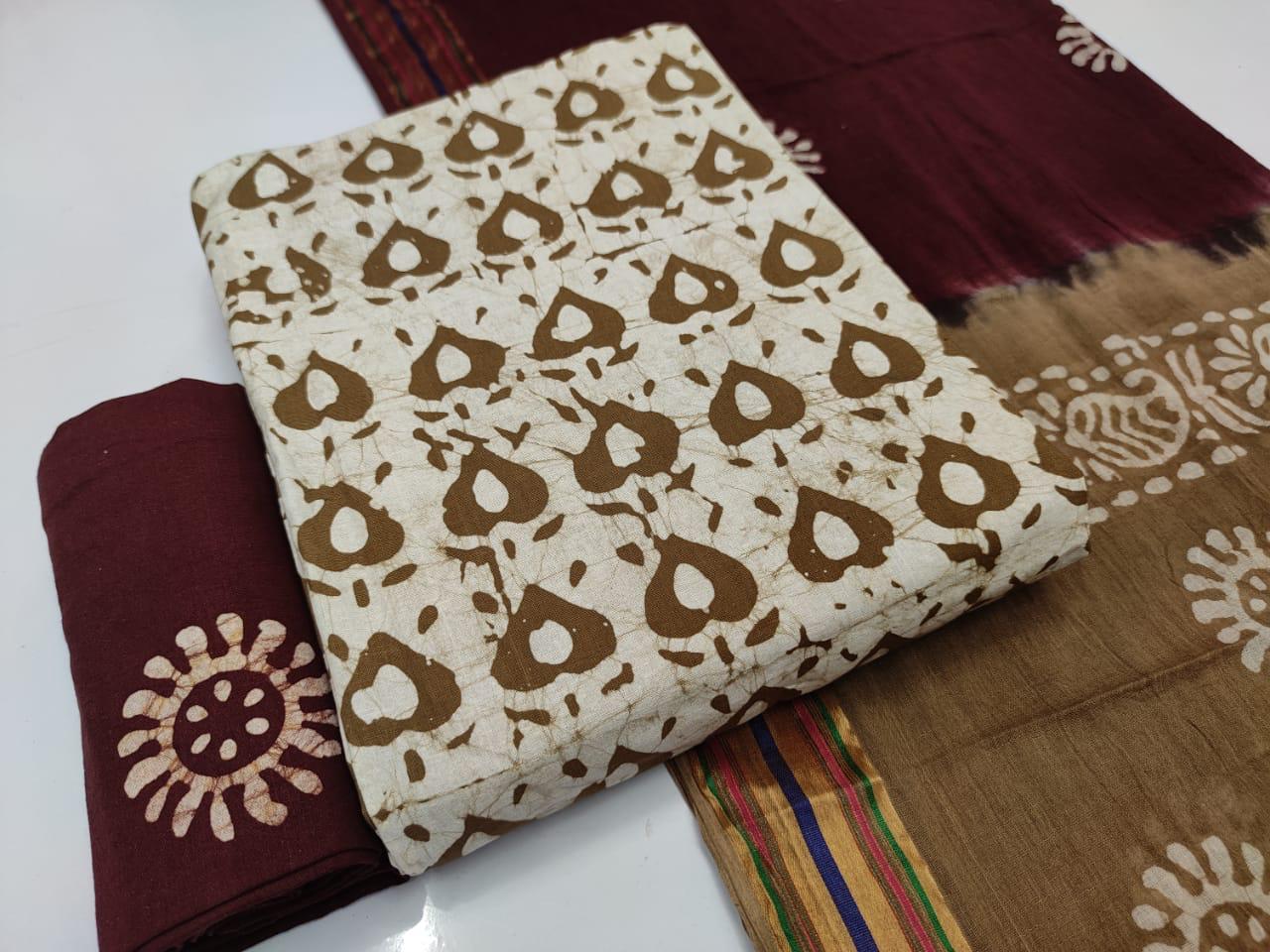 Batik 3 Bandhani Latest Fancy Designer Casual Regular Wear Printed Cotton Dress Material Collection
