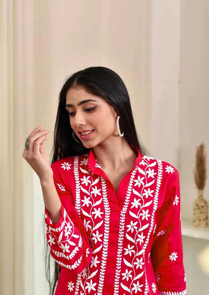 Taanvi 01 Rayon With Chikankari Embroidered Kurti Wholesale Online