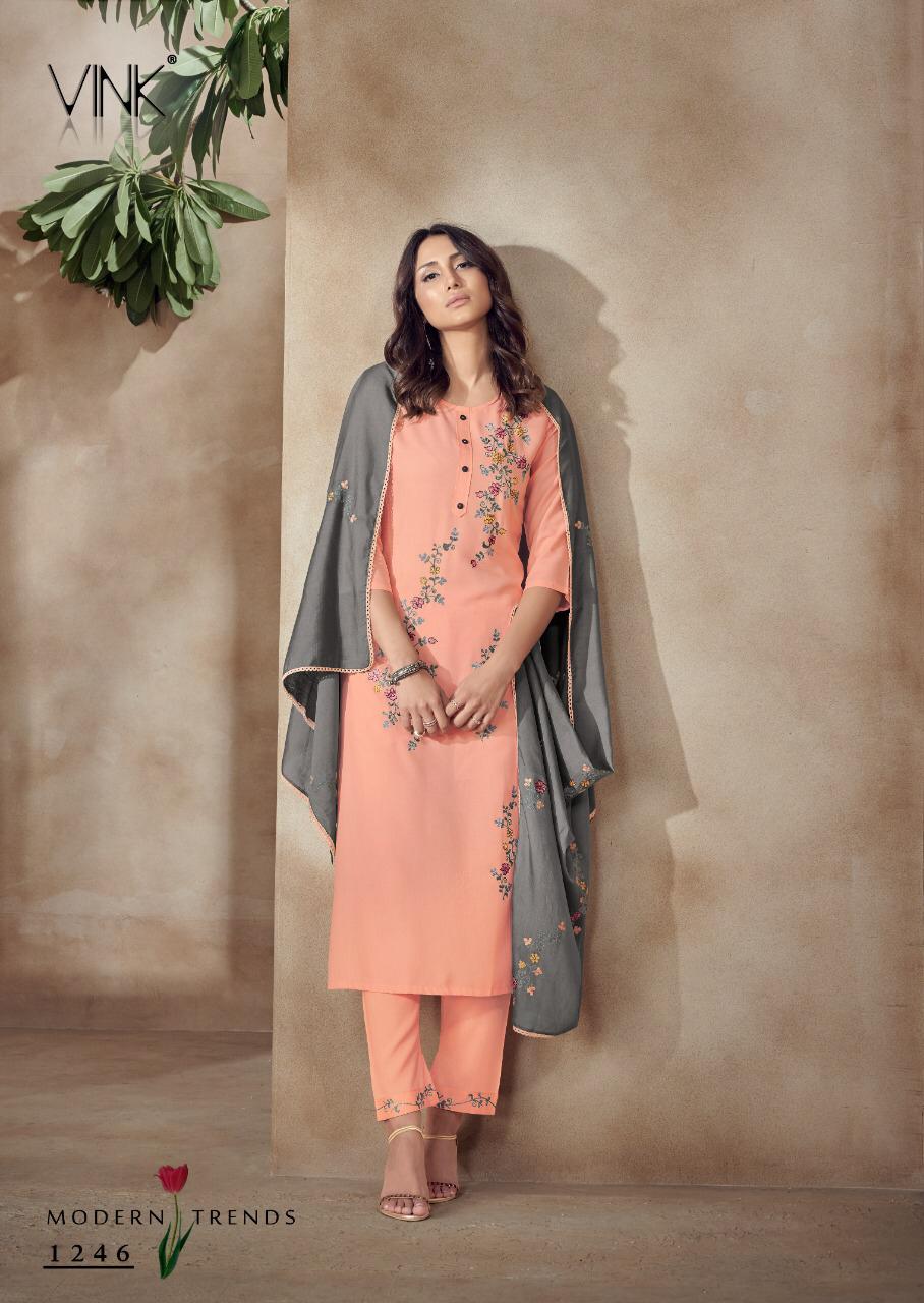 VINK WONDER Fancy Heavy Festive Wear Premium Rayon Kurta With Pant Readymade Collection 