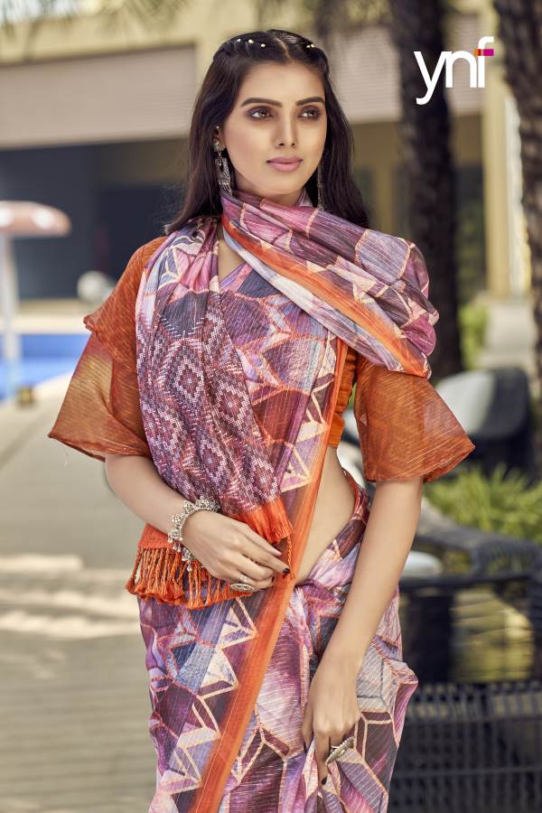 Ynf Vrajana Silk New Party Wear Organza Designer Printed Lining Saree Collection