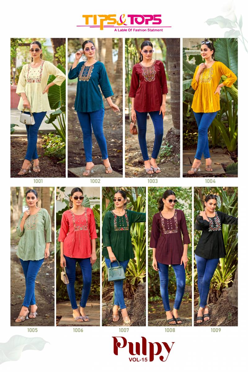 Pulpy Vol 15 By Tips Tops Rayon Fancy Western Ladies Top Online Wholesale