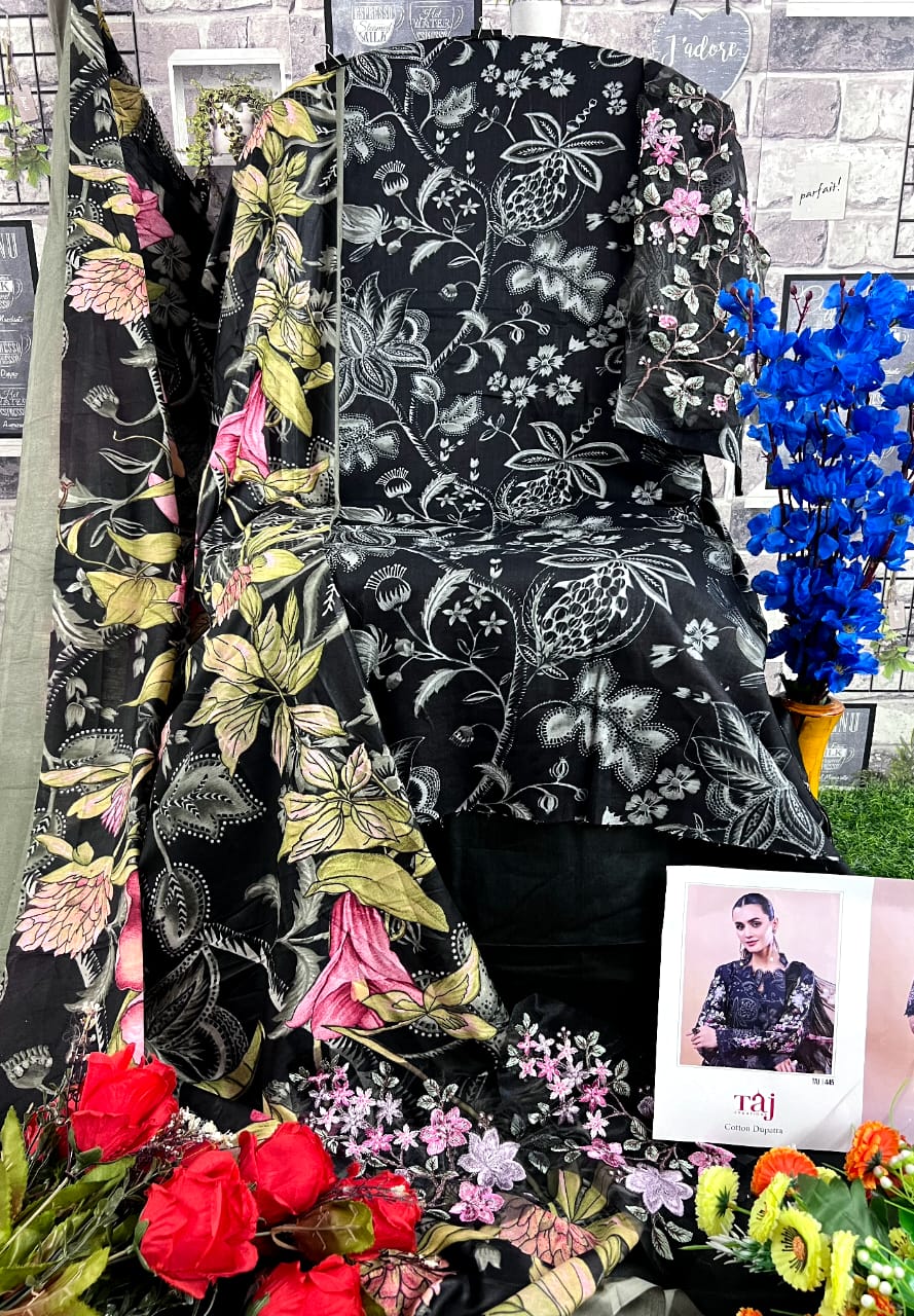 Taj 445 And 447 Cotton Pakistani Suits Wholesale Market In Surat With Price
