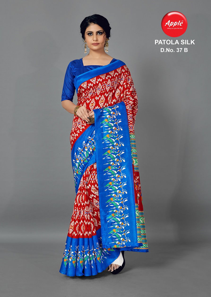 Apple Patola Silk 37 Latest Designer Fancy Casual Wear Printed Art Silk Saree Collection
