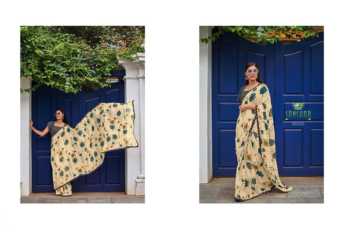 Sanskar Chitrakala Party Wear Georgette Printed Sarees Collction
