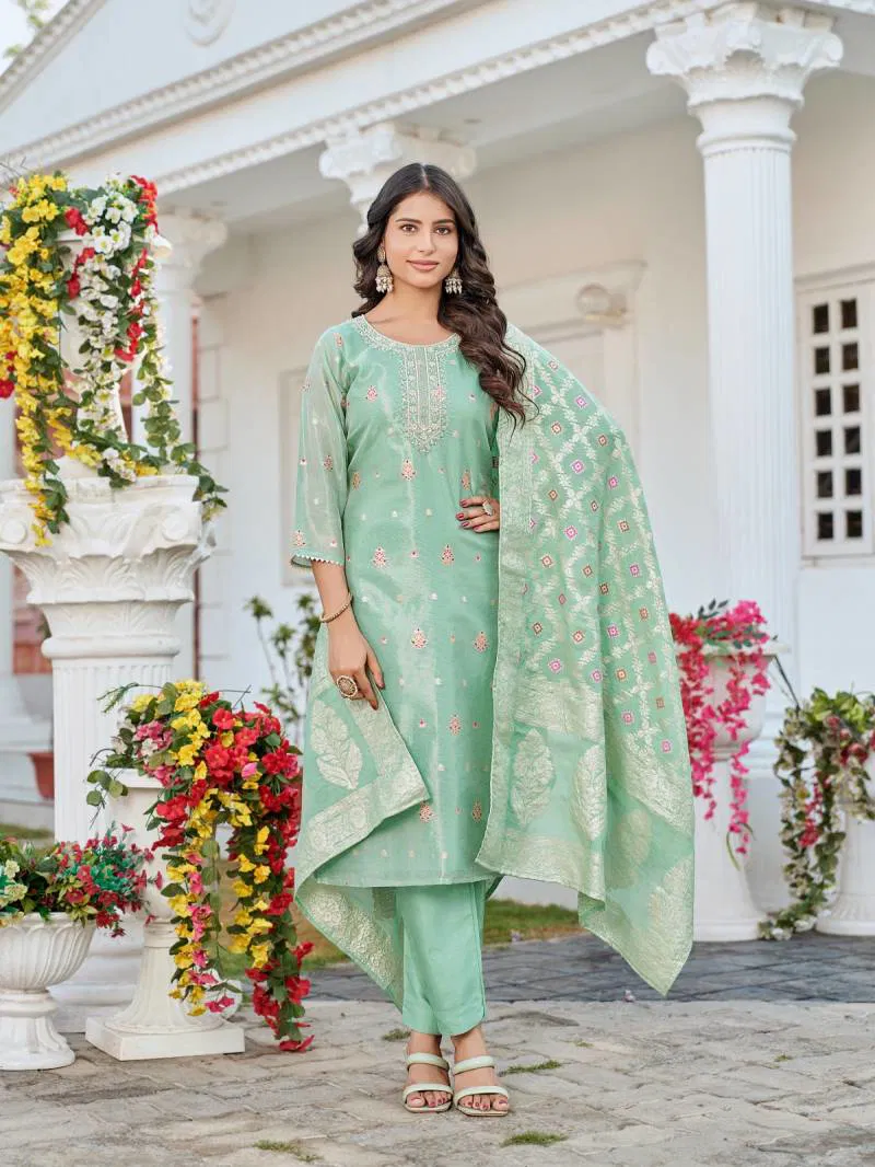Namasvi By Aanchi Meena Jacquard Kurti Bottom With Dupatta Wholesale In India