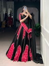 Black And Pink Pure Rayon Bandhej Printed Navratri Lehenga Collection Taraa L 1683