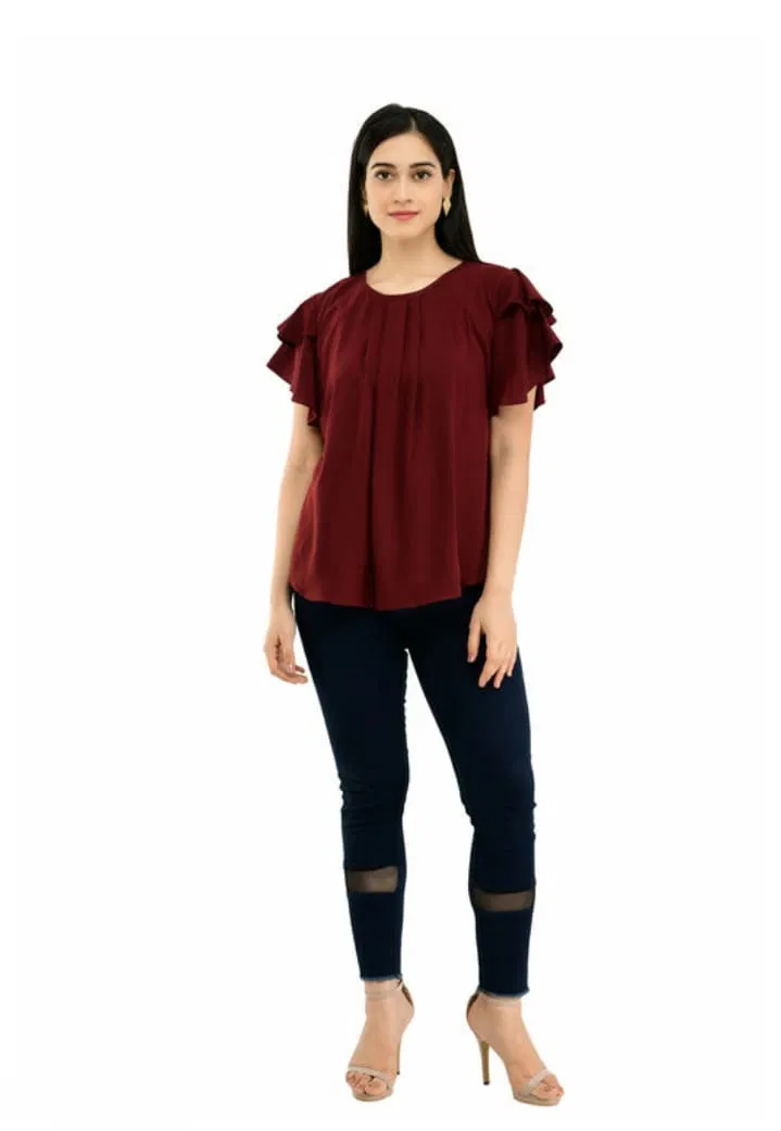 Western Top 1 Latest Regular Wear Fancy Western Ladies Crepe Silk Top Collection
