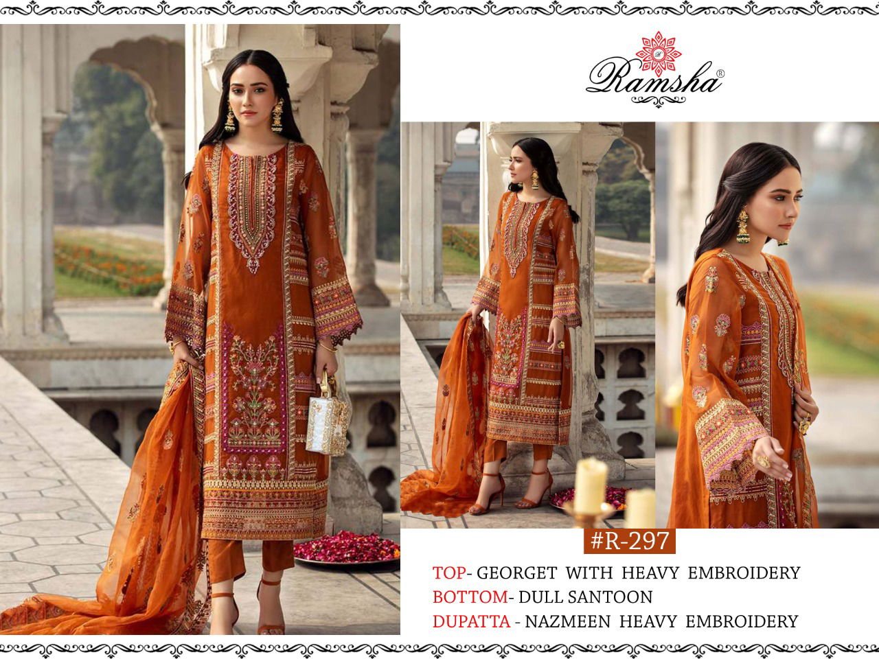 Ramsha R 295 to 298 Latest Fancy Designer Heavy Festive Wear Georgette Pakistani Salwar Suits Collection
