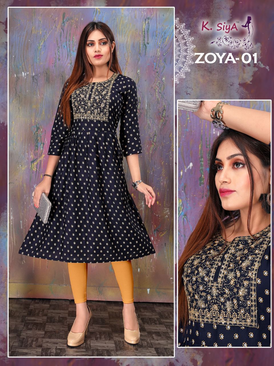 K Siya Zoya 01 Latest Regular Wear Rayon Printed Kurti Collection
