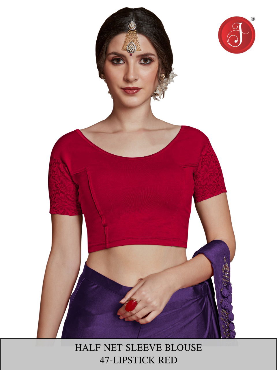 Jelite New Round Neck and One Half Net Sleeves Design Blouse collection
