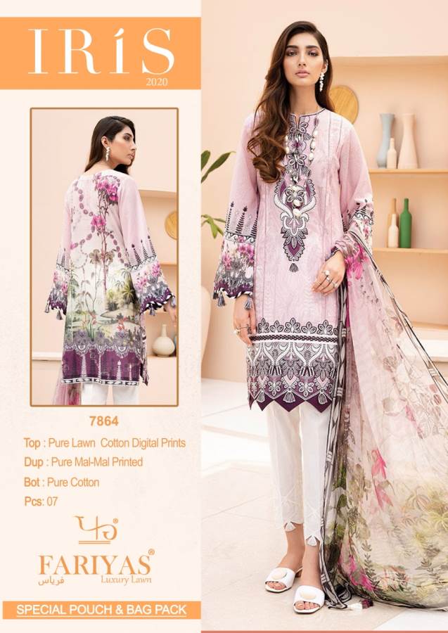 Fariyas Iris 2020 Latest Designer Pure Lawn Cotton Printed Karachi Dress Material Collection 