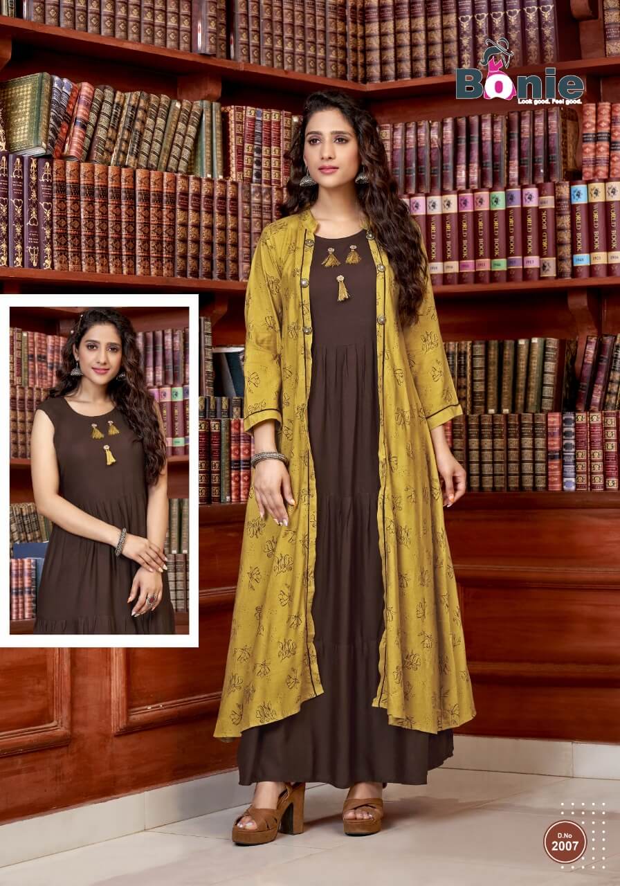 Bonie Mastani Exclusive Fancy Festive Wear Rayon Stylish Kurtis With Flex Jacket Collection
