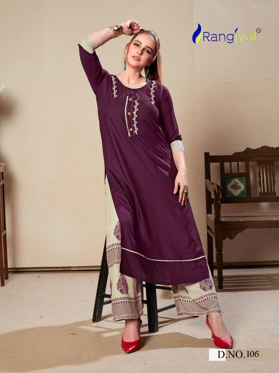 RANGJYOT MORIE VOL-1 Latest fancy Ethnic Wear Heavy rayon With embroidery work Kurtis Collection