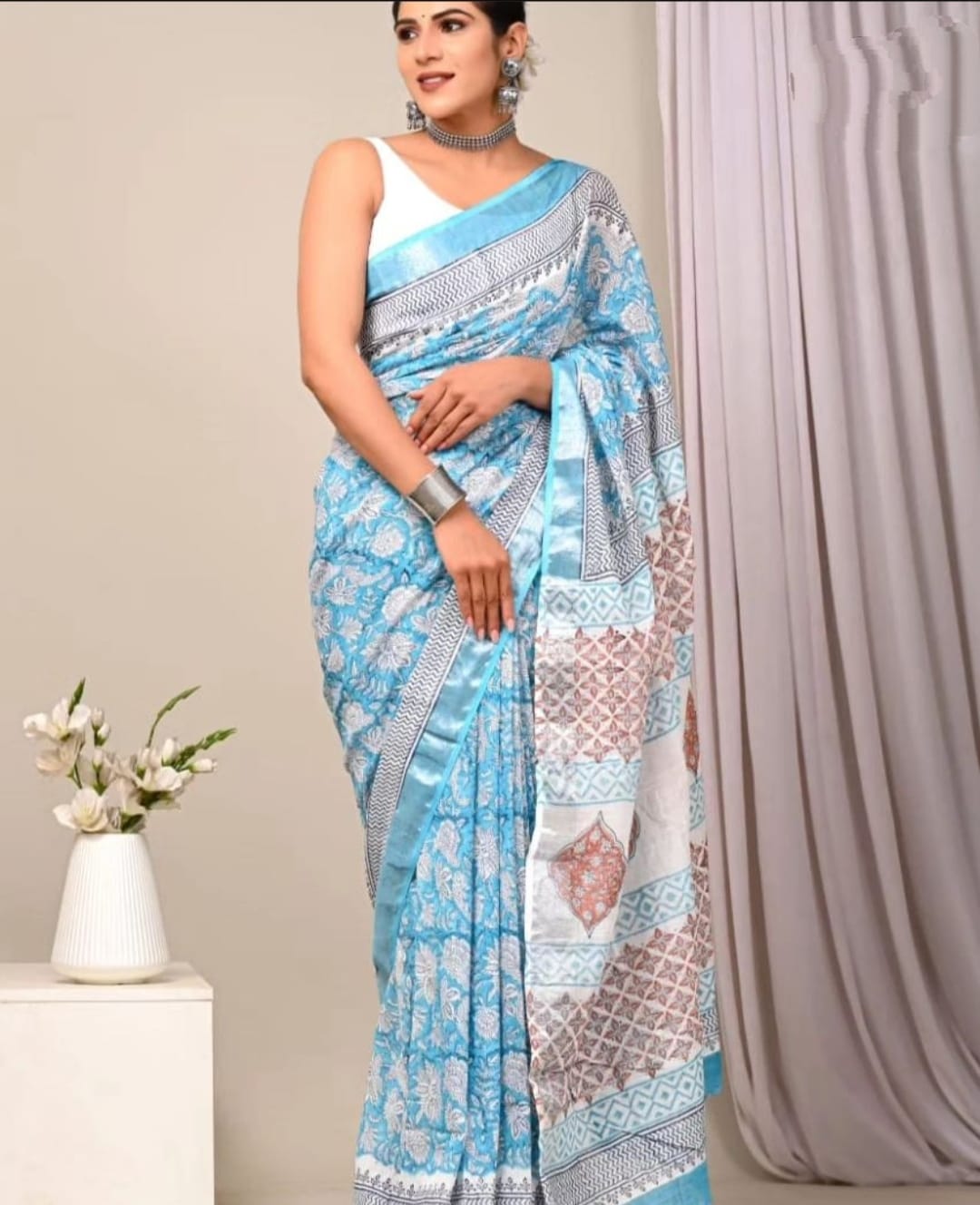VK 4177 Linen Printed Designer Sarees Catalog