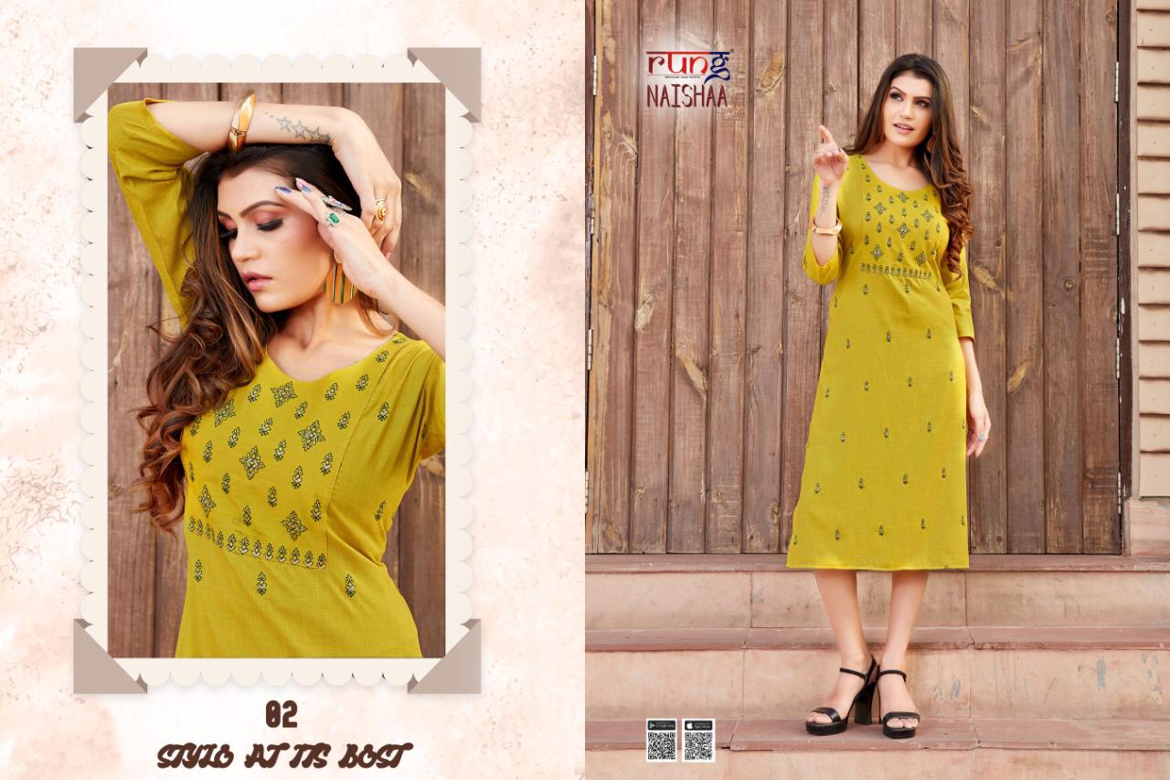 Symlee Naishaa Heavy Two Tone Designer Ethnic Wear Rayon Kurti Collection
