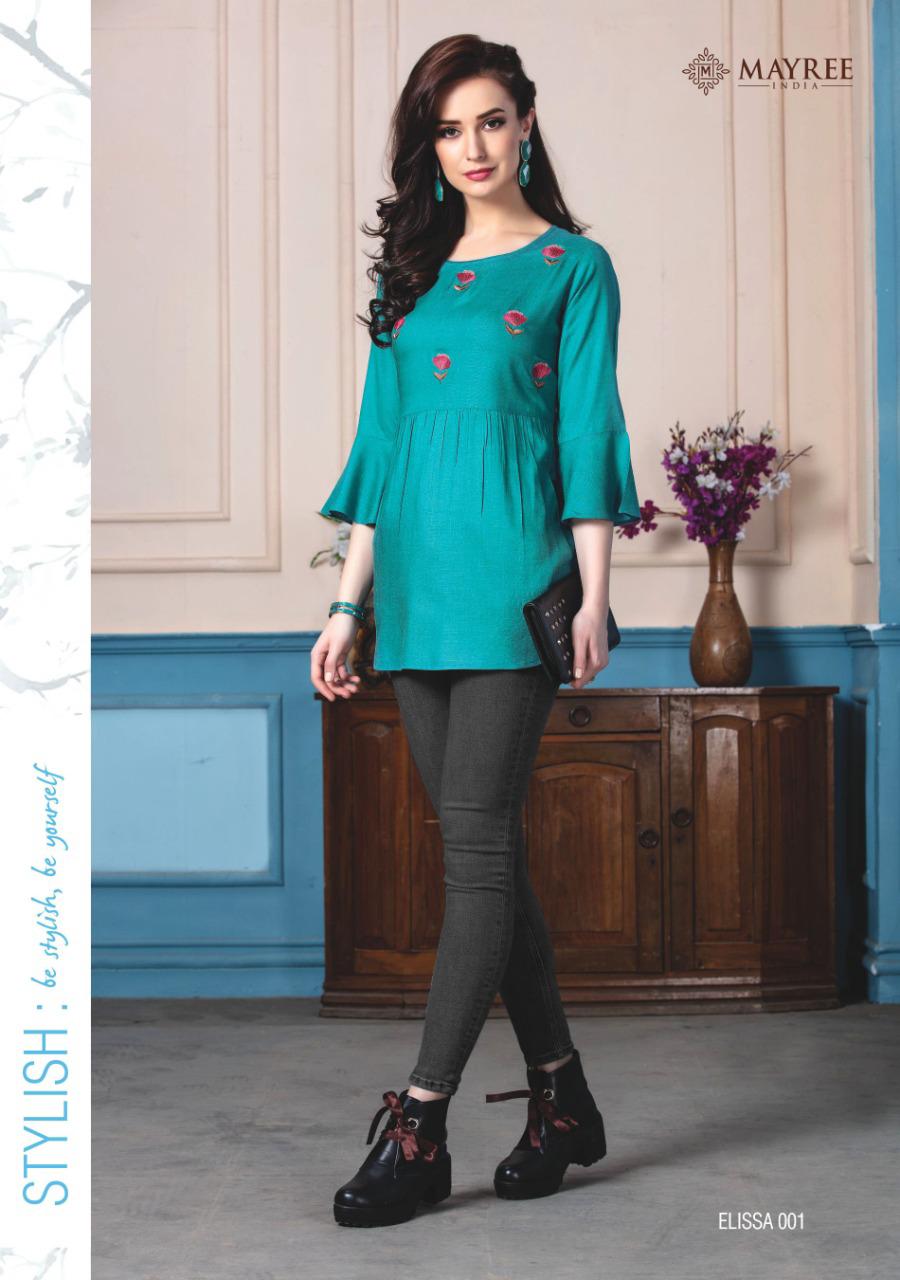 Mayree Elissa Latest Casual Wear Embroidery Work Short Tops Collection 