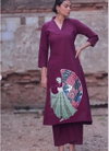 7123 Beautiful Soft Tesla Slub Embroidery Top With Bottom Wholesalers In Surat
