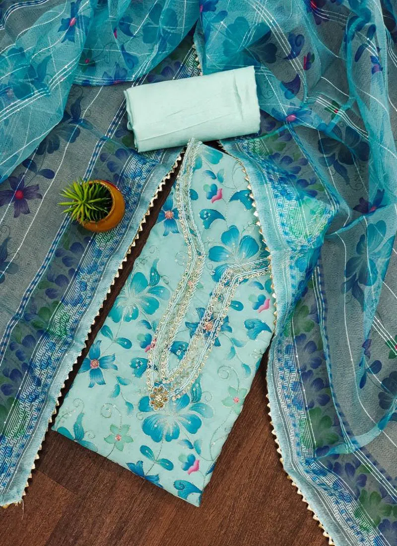 Color Set 9063 Printed Organza Stylish Dress Material Wholesale Suppliers In Mumbai