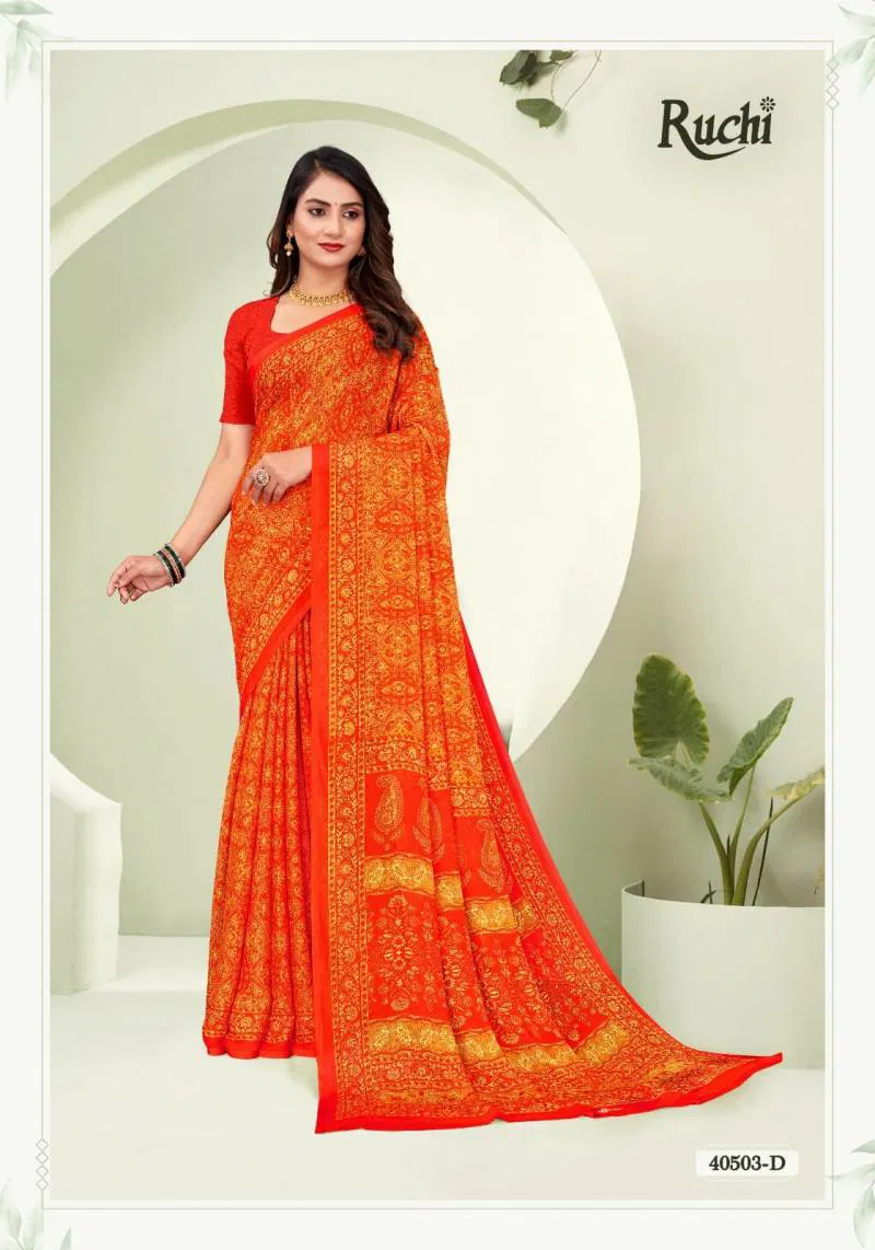 Star Chiffon 188 By Ruchi Printed Chiffon Saree Wholesale Market