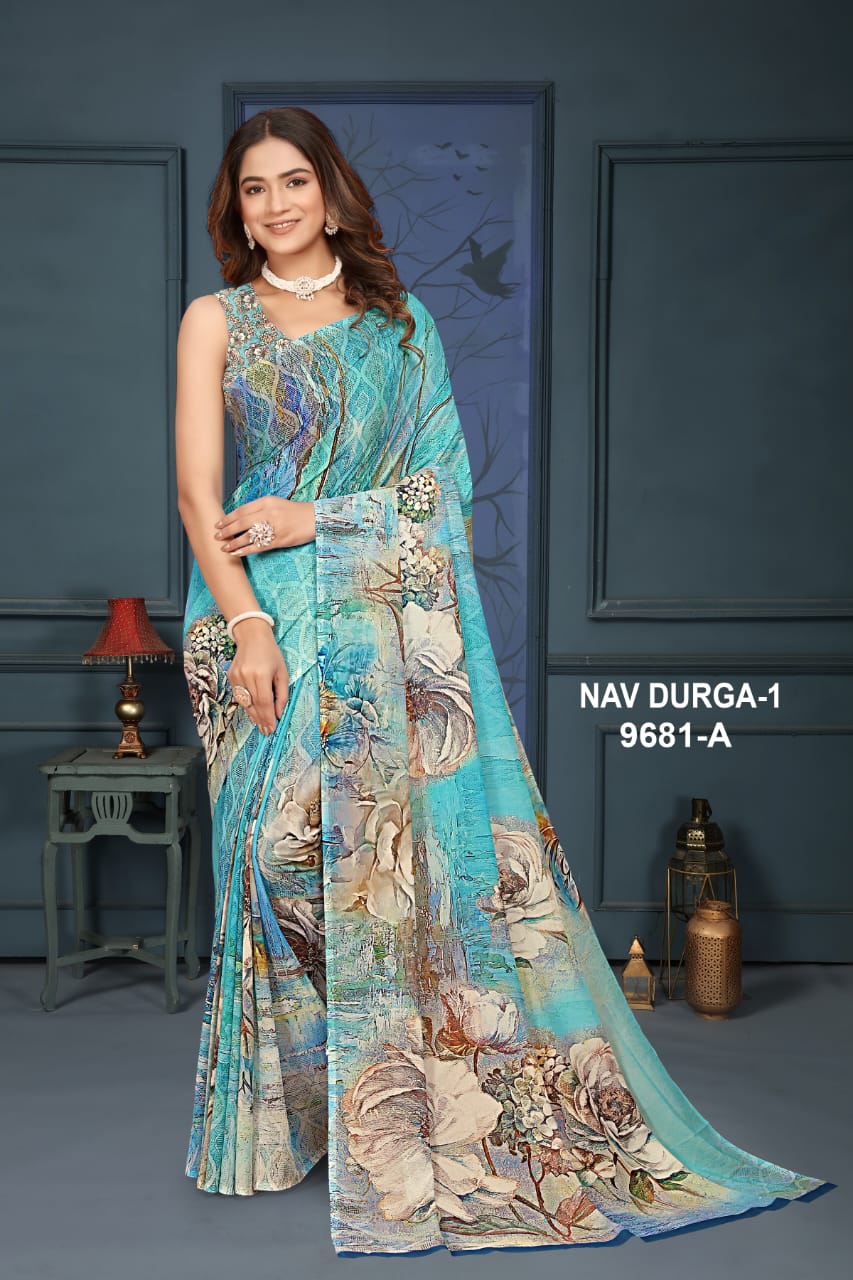 Nav Durga 1 By NP Weightless Printed Saree Suppliers In India
