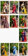 Scmd Anokhi B Linen Ikkat Printed Linen Cotton Fancy Sarees Wholesale Price In Surat