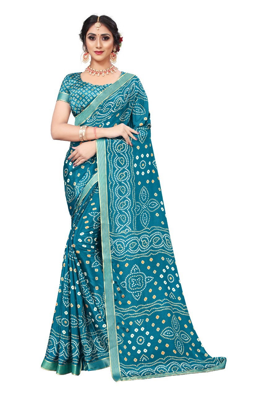 Bandhani Print Saree 2 Fancy Designer Festive Wear Tadki silk Printed Sarees Collection