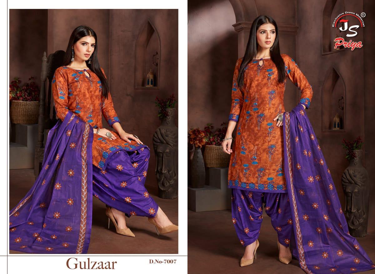 Js Priya Gulzaar 7 Regular Wear Designer Printed Cotton Dress Material Collection
