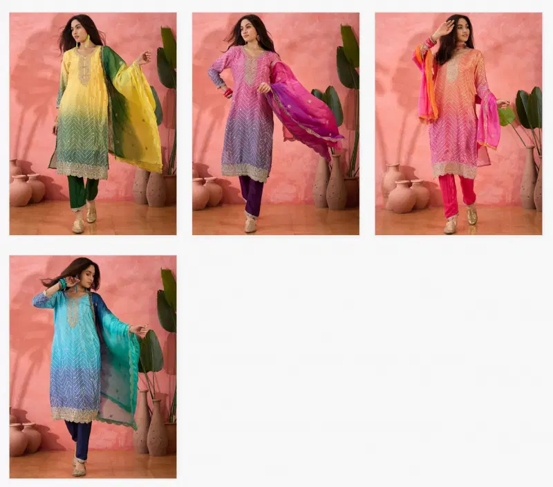 Color Set 8504 Chinon Silk Stylish Kurti Bottom With Dupatta Suppliers In India